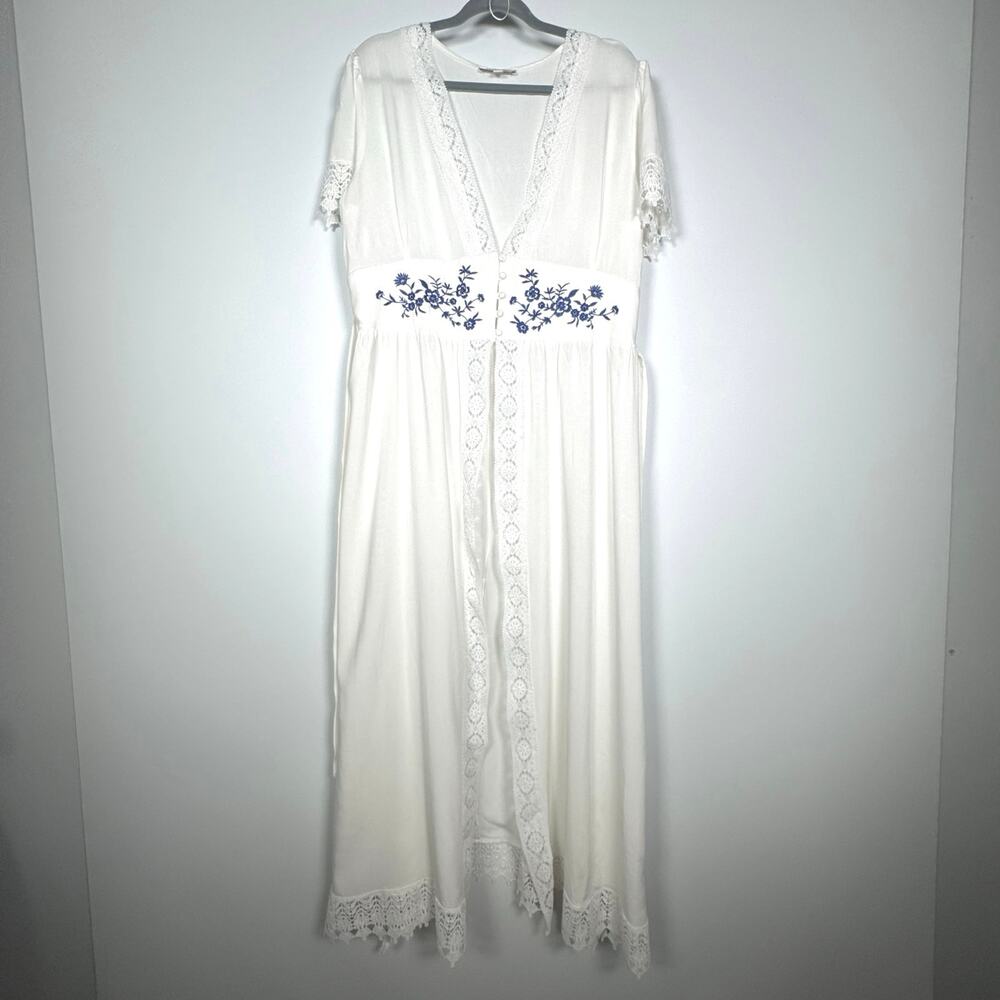 Francesca’s Katrina Embroidered Kimono Sz XL Cottagecore Boho Romantic Feminine